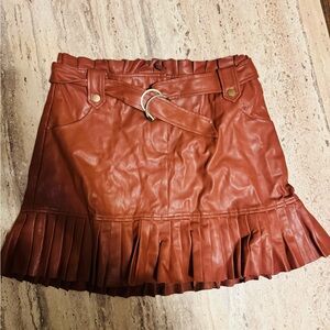 Zara Orange and Red Mini Bubble Skirt with Pleated Tie Front for Night Out
